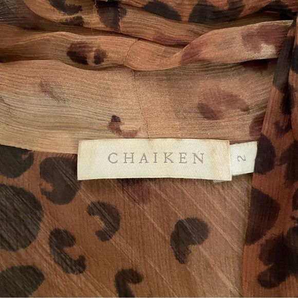 Chaiken leopard double cowl sleeveless blouse - Picture 2 of 7